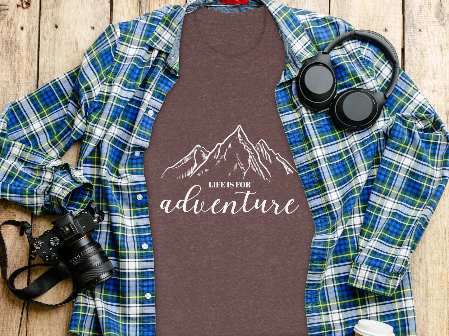 Life Is For Adventure Mountains Graphic Illustration T-Shirt