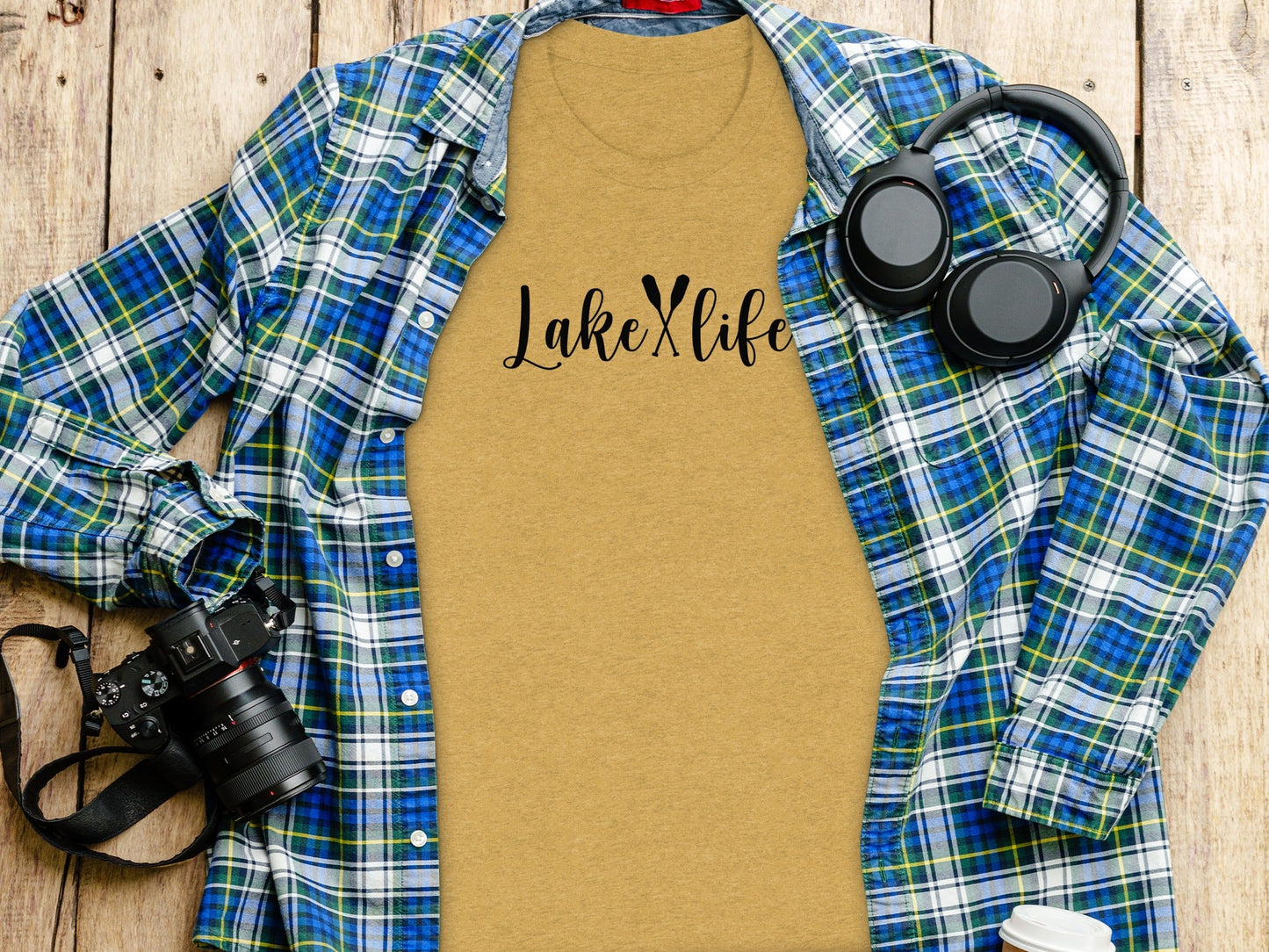 Lake With Crossed Paddles Graphic Design Lake Life T-Shirt