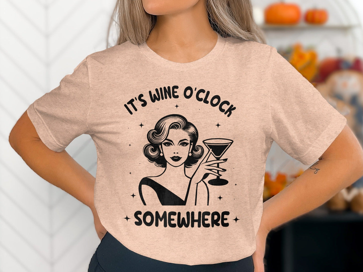 It's Wine O'Clock Somewhere Classy Lady Graphic T-Shirt