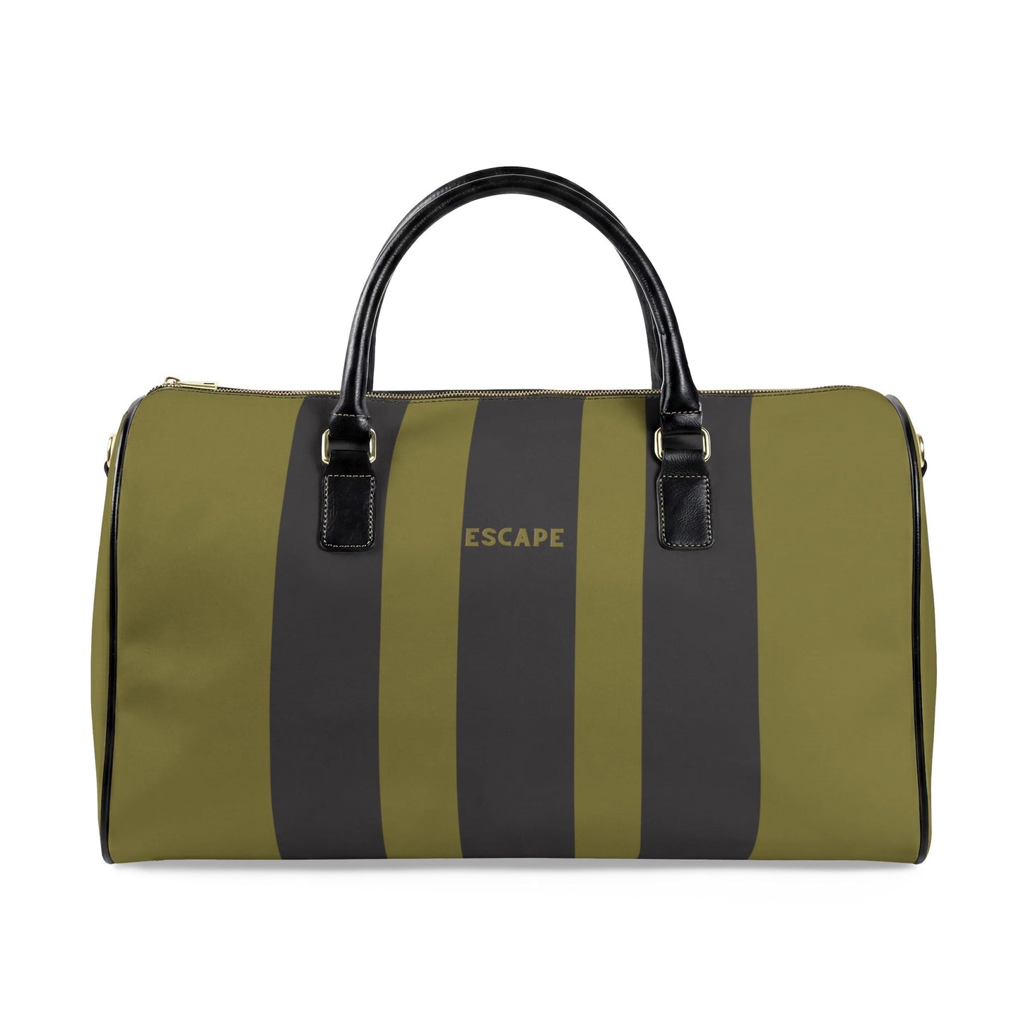 Escape Vegan Leather Travel Bag — Olive Stripes Unisex Duffle