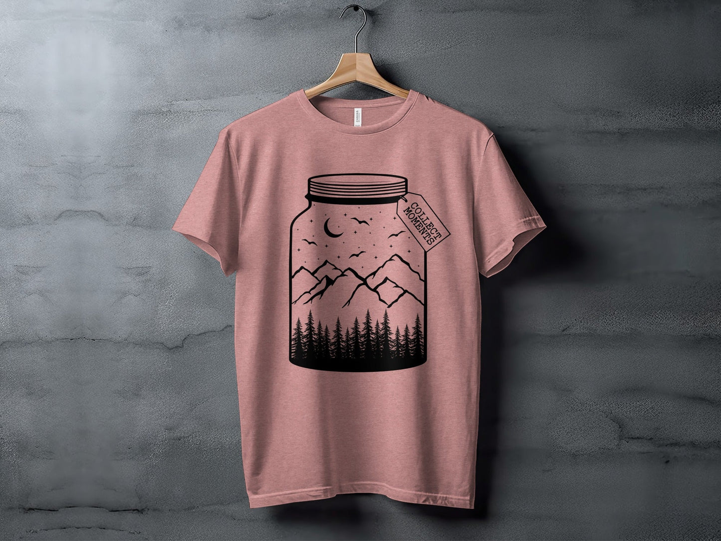 Collect Moments Jar with Mountains Scene Design T-Shirt