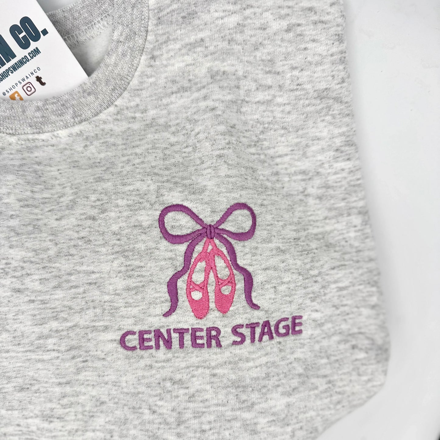 Personalized Ballet Slippers & Bow Embroidered Crewneck Sweatshirt | Custom Dance Name Sweatshirt | Ballet Gift for Dancer | Dance Team Apparel