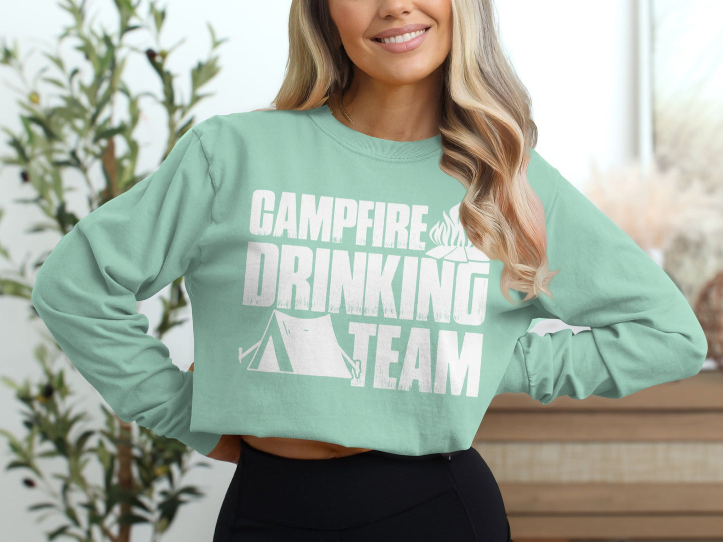 Campfire Drinking Team Graphic Design Great Gift Long Sleeve T-Shirt
