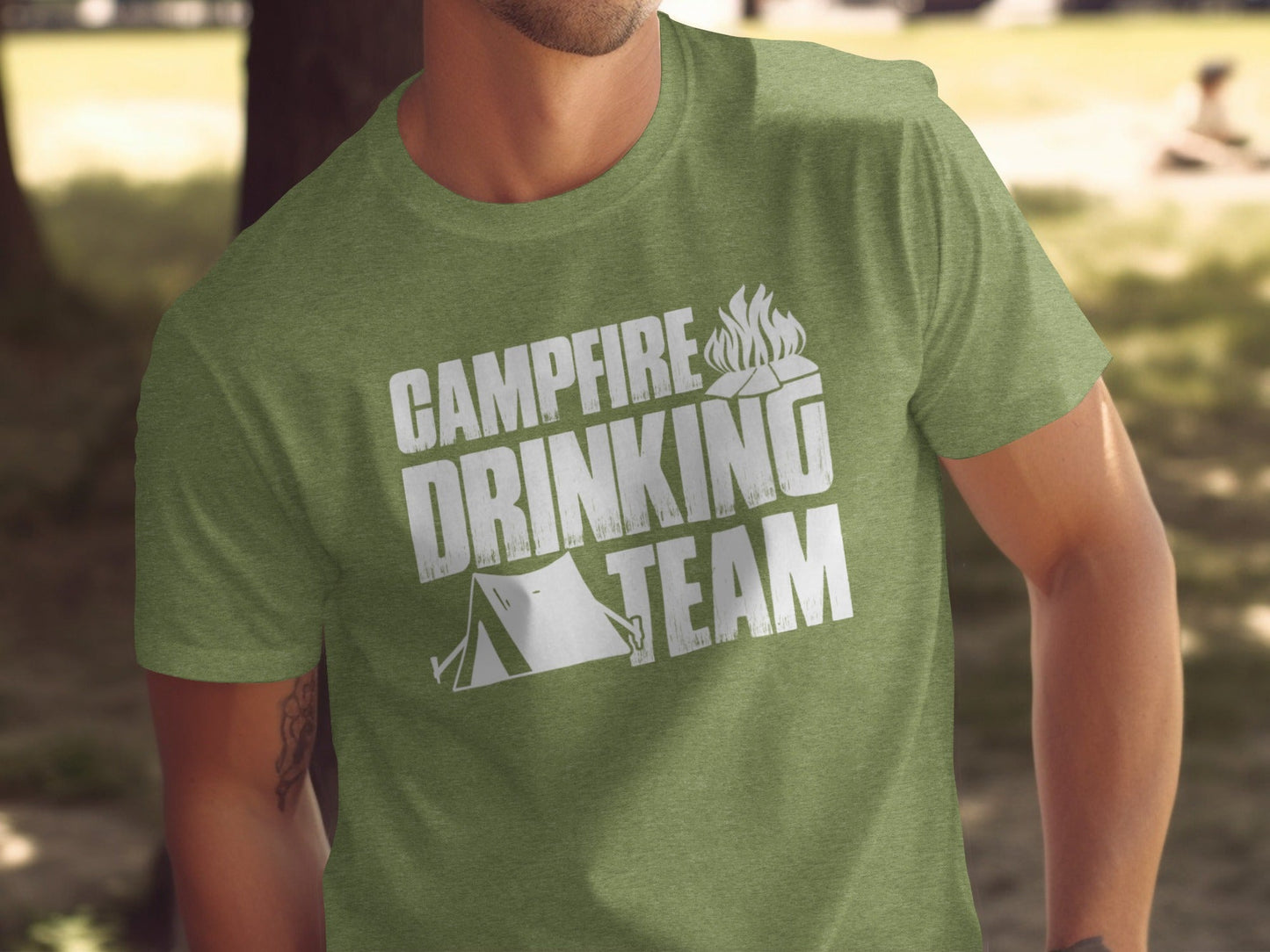 Campfire Drinking Team Tent Design Camping Adventure T-Shirt