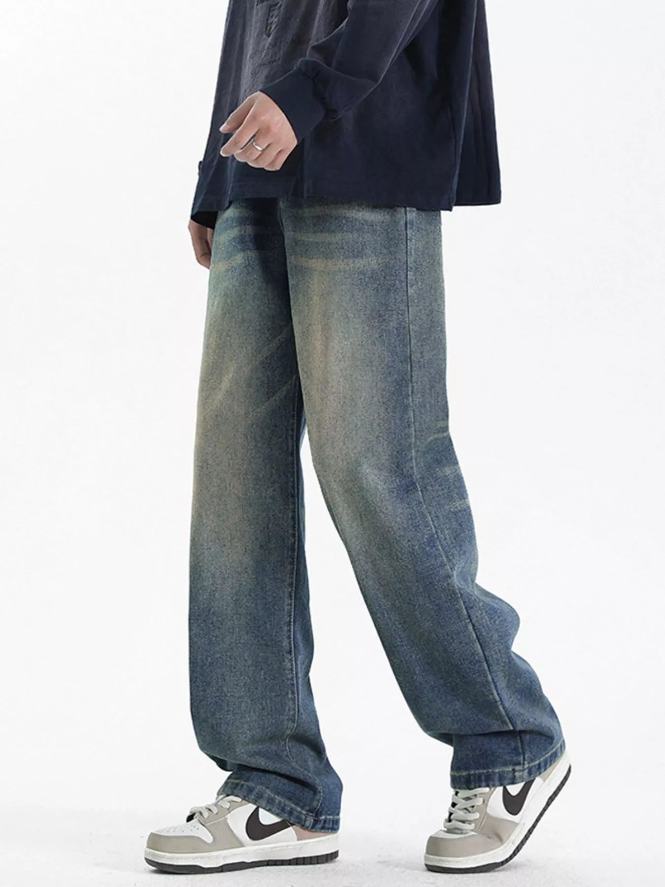 Men's Full Size Wash Loose Fit Jeans Plus Size