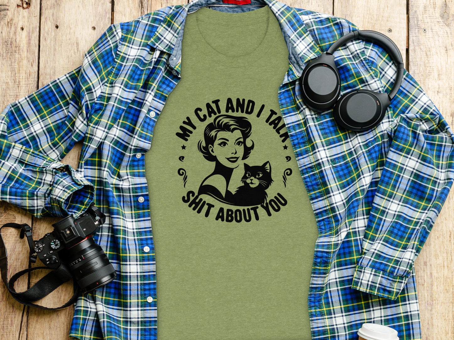 My Cat and I Talk Shit About You Funny Graphic T-Shirt