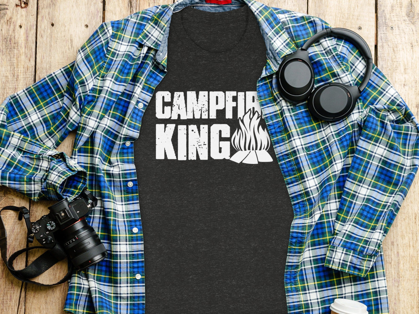 Campfire King Flames Graphic Outdoors Adventure T-Shirt