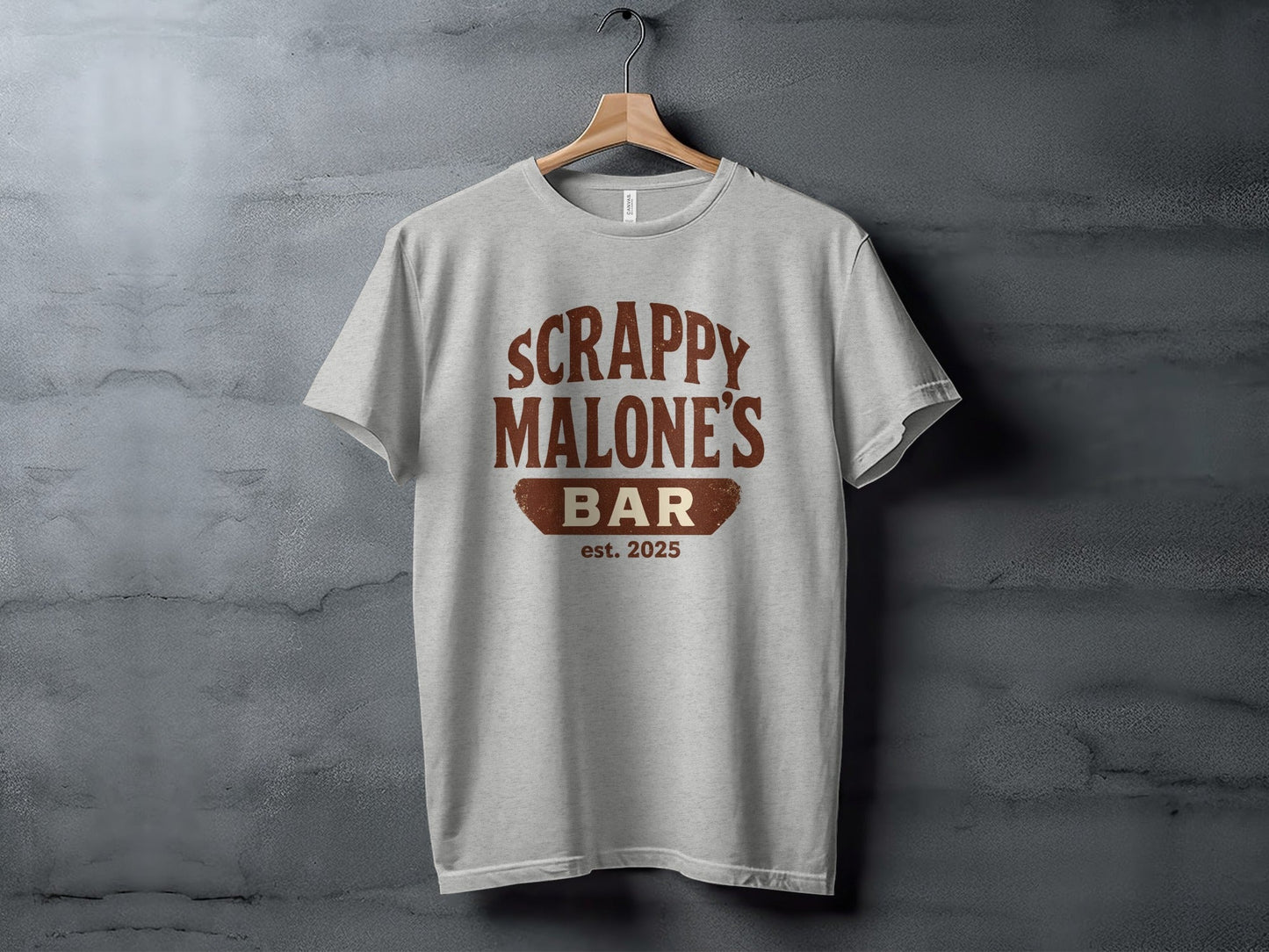 Scrappy Malone's Bar Est 2025 Vintage Logo T-Shirt - Retro Pub Graphic Tee