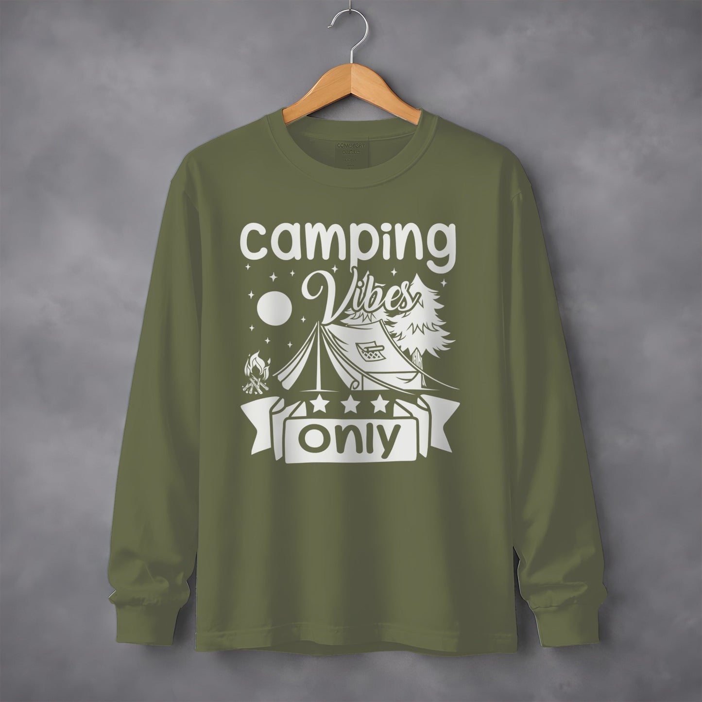 Camping Vibes Stars Only With Tent Graphic Long Sleeve T-Shirt