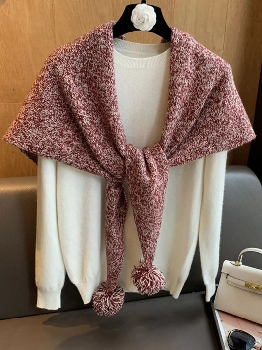 100% Wool Pom-Pom Knitted Scarf
