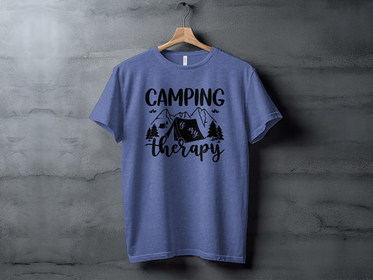 Camping Is My Therapy Mountain Design Graphic T-Shirt