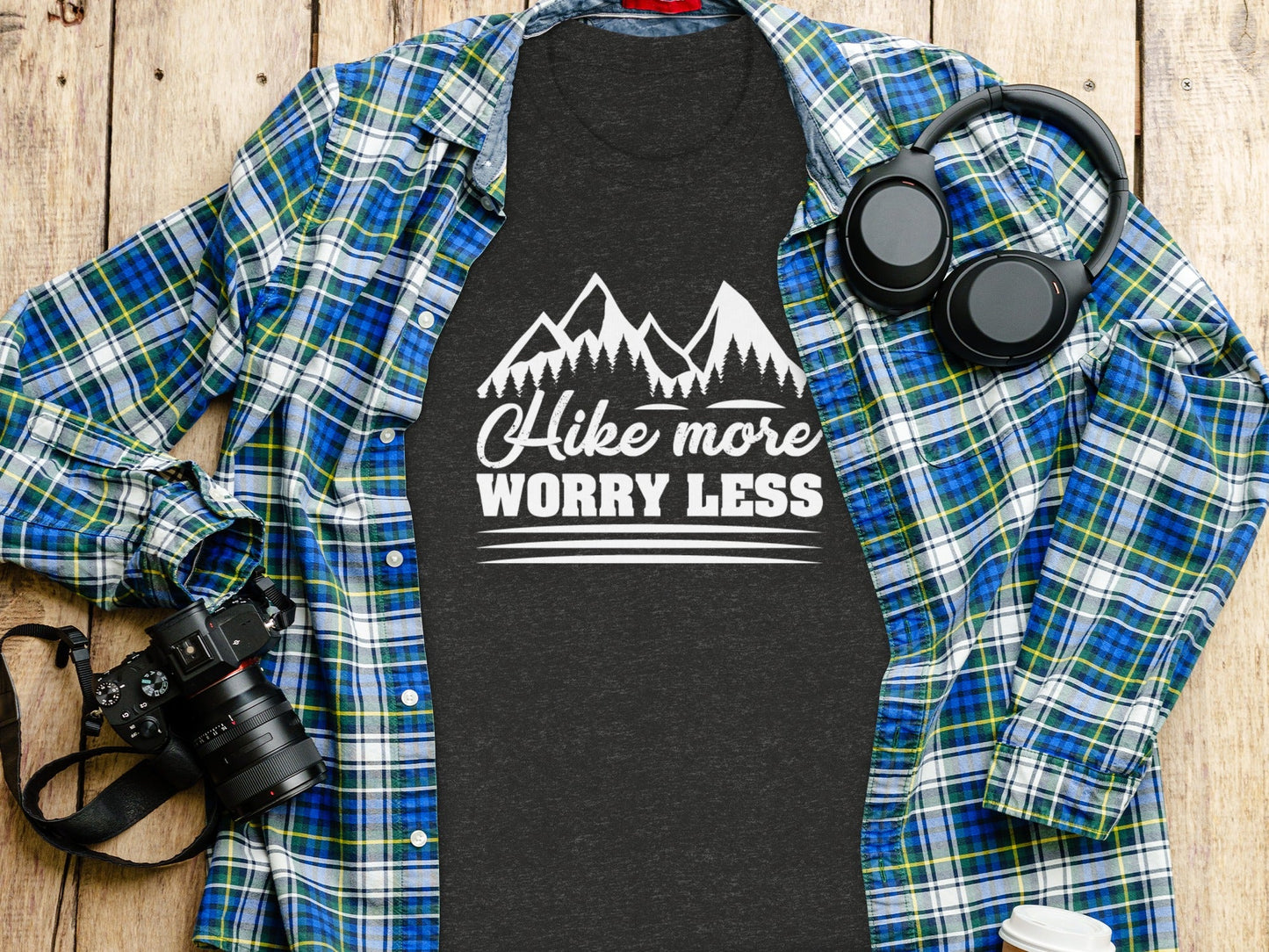 Hike More Worry Less Mountain Graphic Adventure T-Shirt
