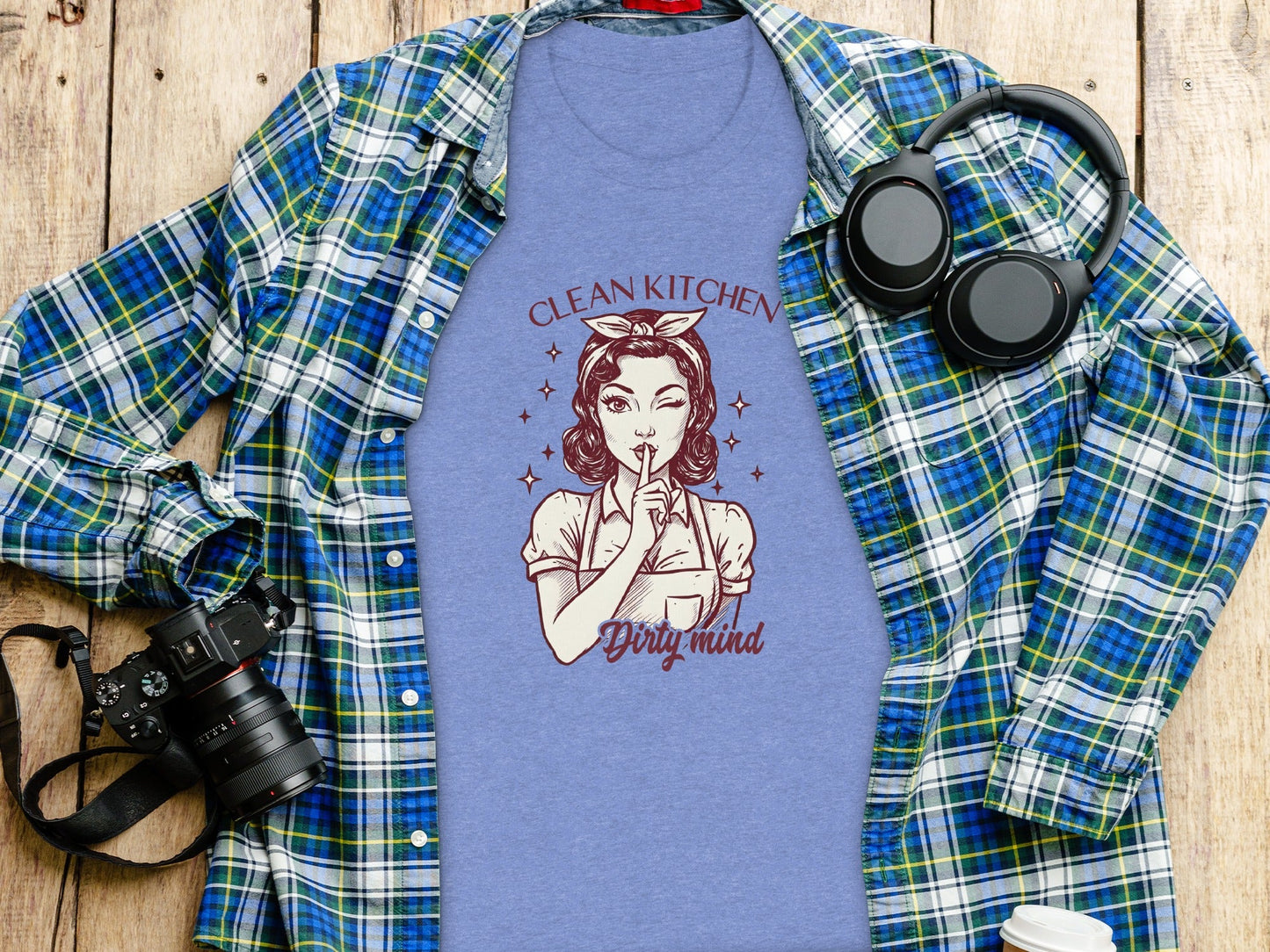 Clean Kitchen Dirty Mind Retro Woman Graphic T-Shirt