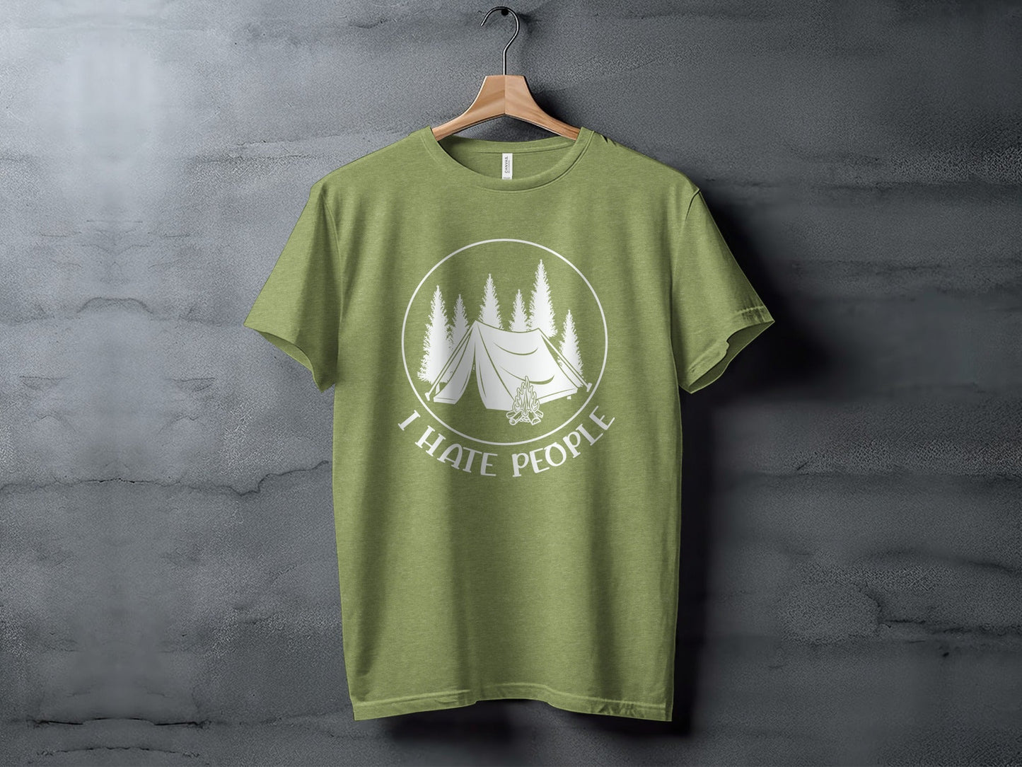 I Hate People Camping Tent Trees Graphic Illustration T-Shirt