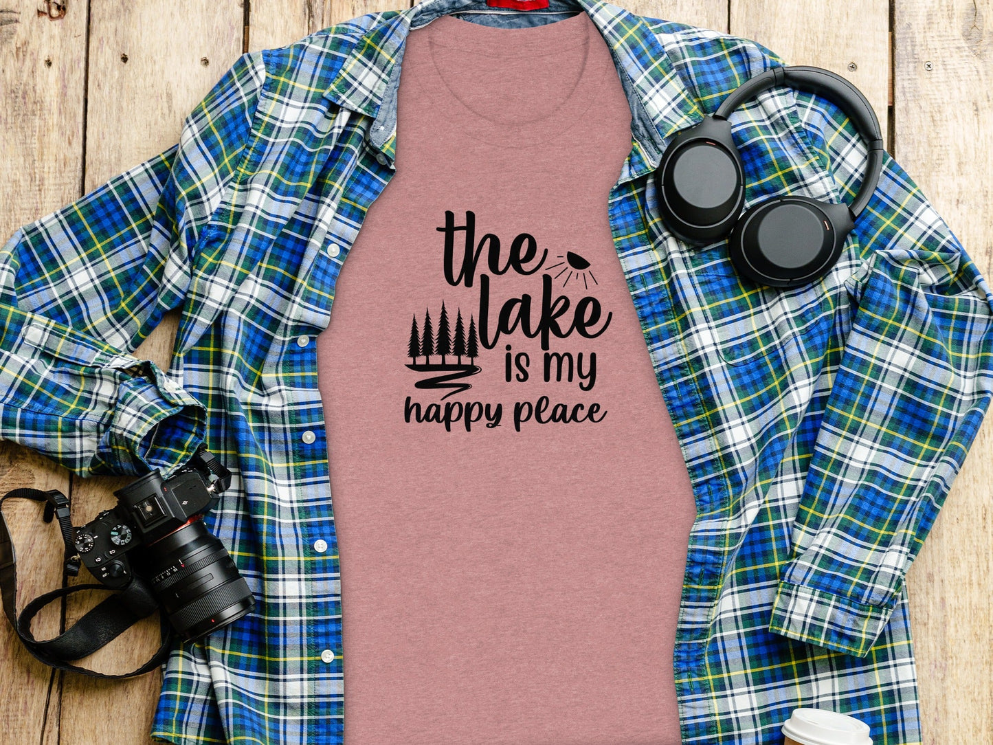 The Lake Is My Happy Place With Trees Graphic T-Shirt