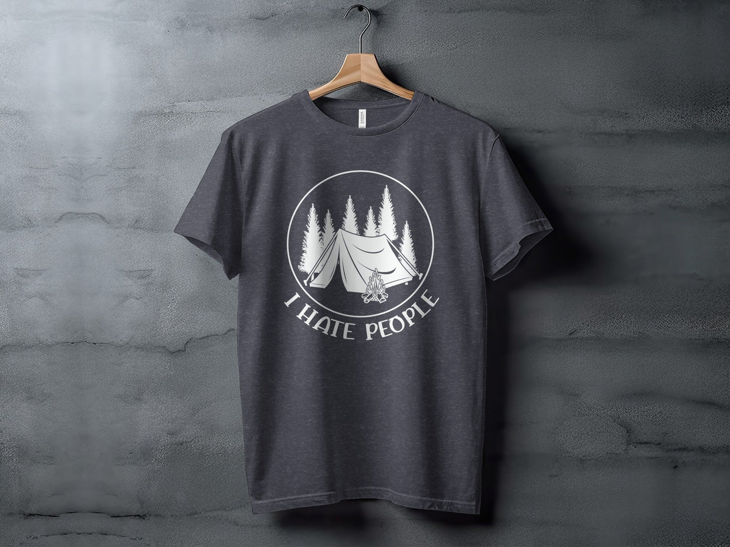 I Hate People Camping Tent Trees Graphic Illustration T-Shirt
