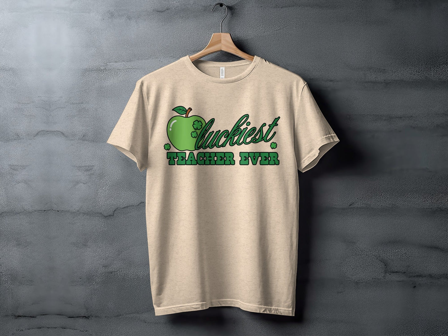 Luckiest Teacher Ever Clover Apple St Patricks Day T-Shirt