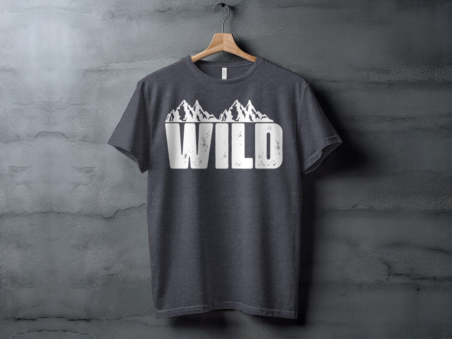 White Wild Text with Mountains Graphic Design T-Shirt