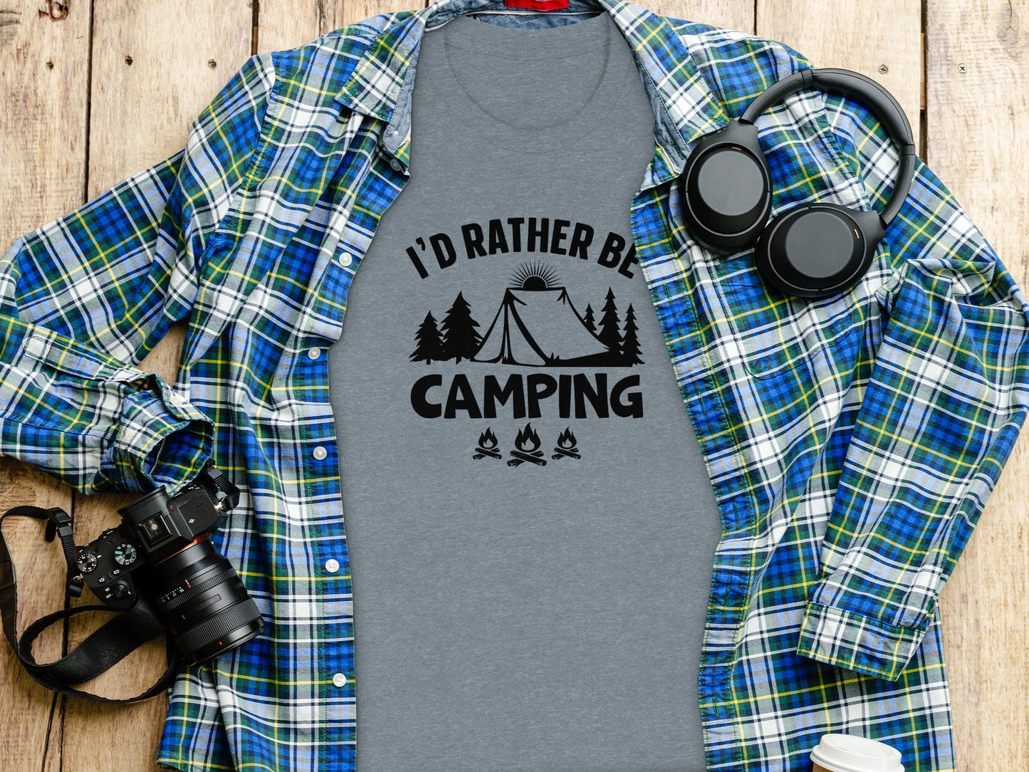 Id Rather Be Camping Tent Forest Fire Gift Idea T-Shirt