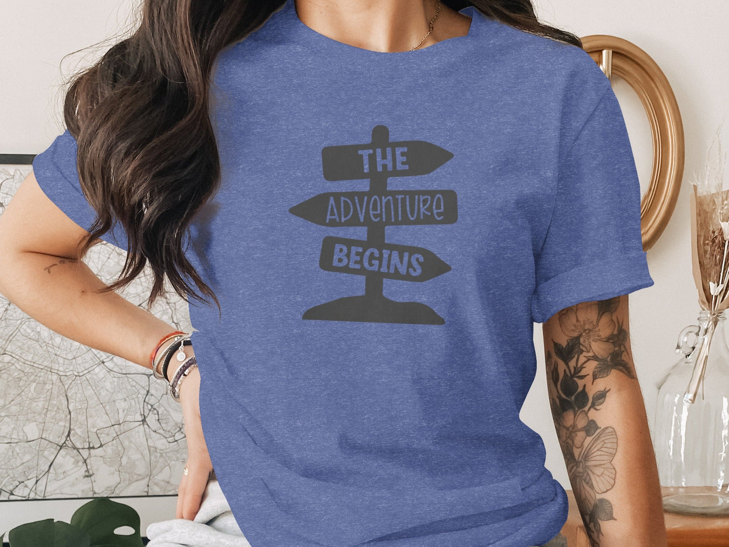 The Adventure Begins Arrow Signpost Graphic T-Shirt