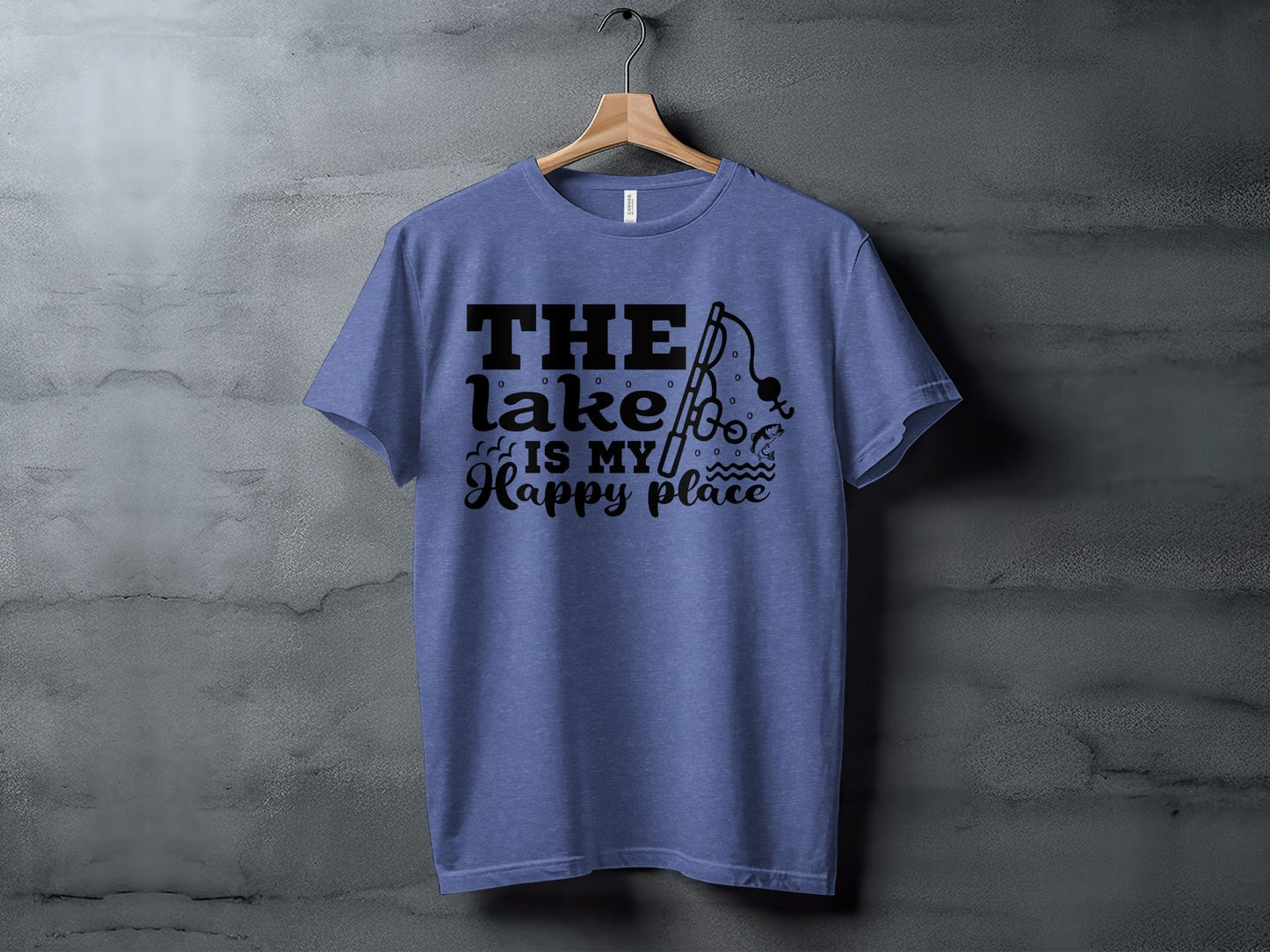 The Lake Is My Happy Place Fishing Illustration T-Shirt