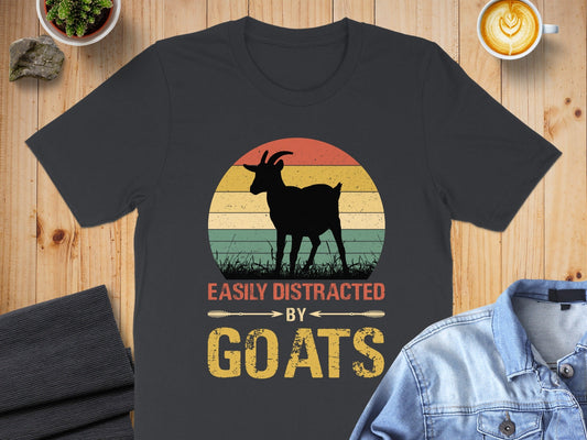 Easily Distracted by Goats Design Graphic T-Shirts Long Sleeve T-shirt