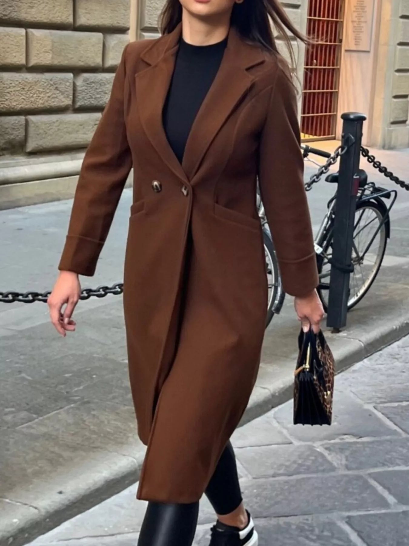 Lapel Collar Wool Blend Overcoat