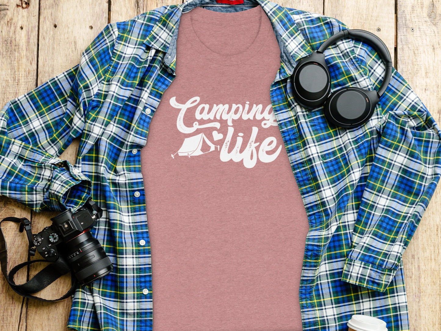 Camping Is Life With Tent And Heart Design T-Shirt