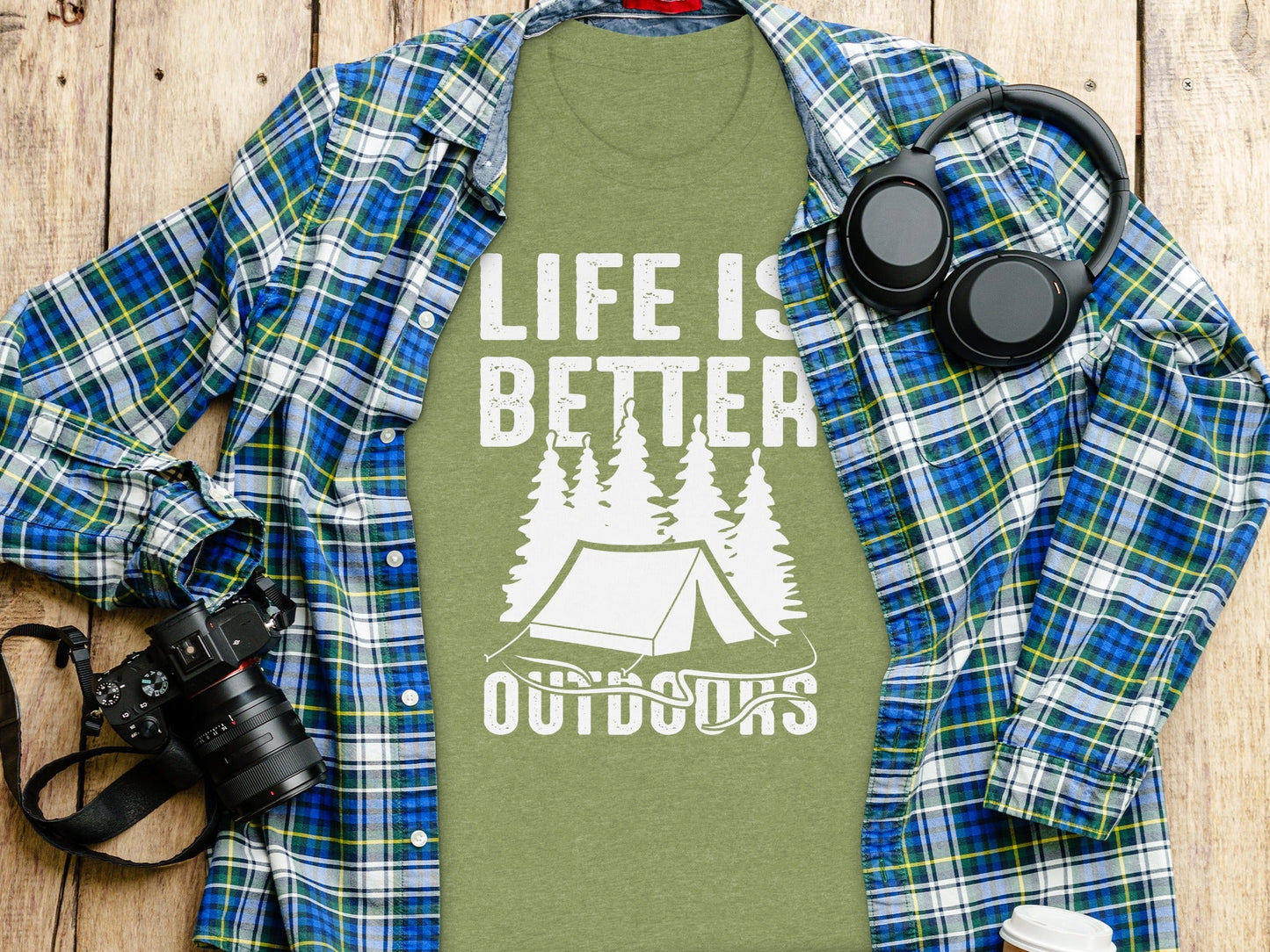 Life Is Better Outdoors Camping Tent Graphic Novelty T-Shirt