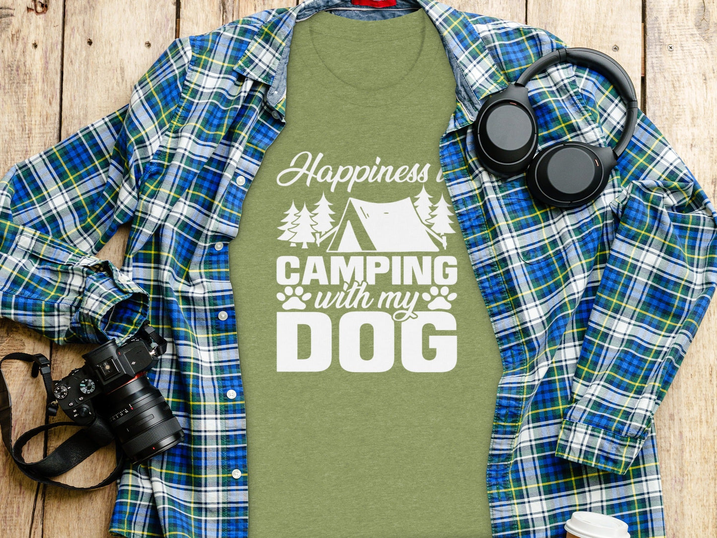 Happiness is Camping with My Dog Awesome Graphic T-Shirt