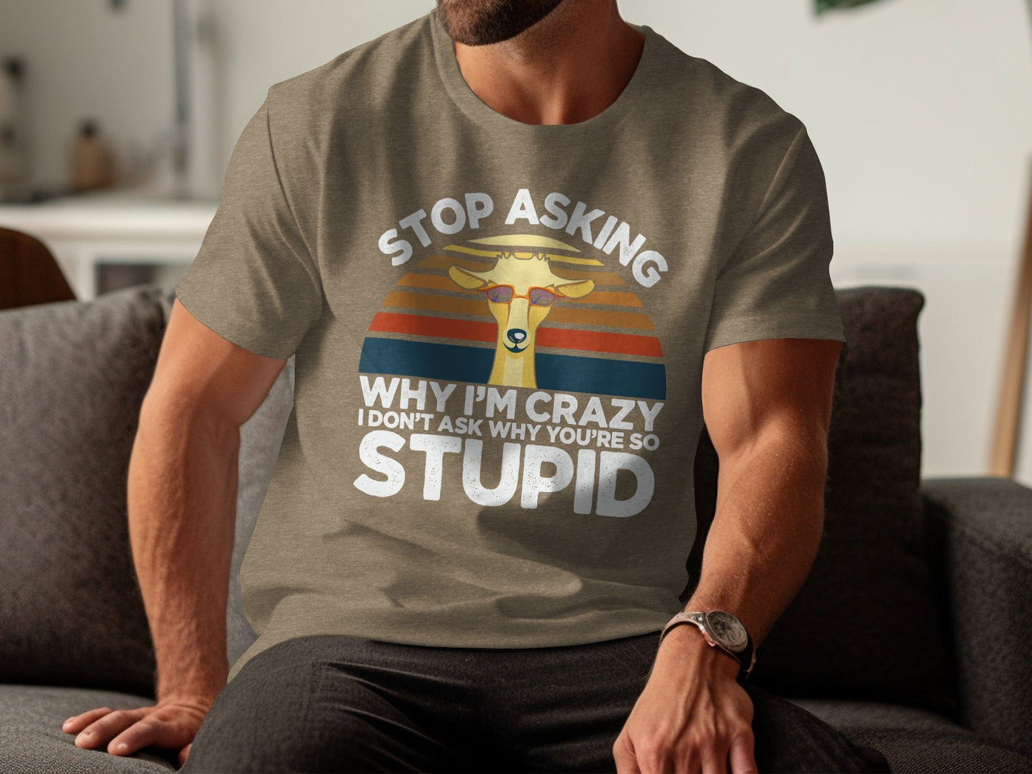 Stop Asking Why I'm Crazy Funny Llama Graphic T-Shirt