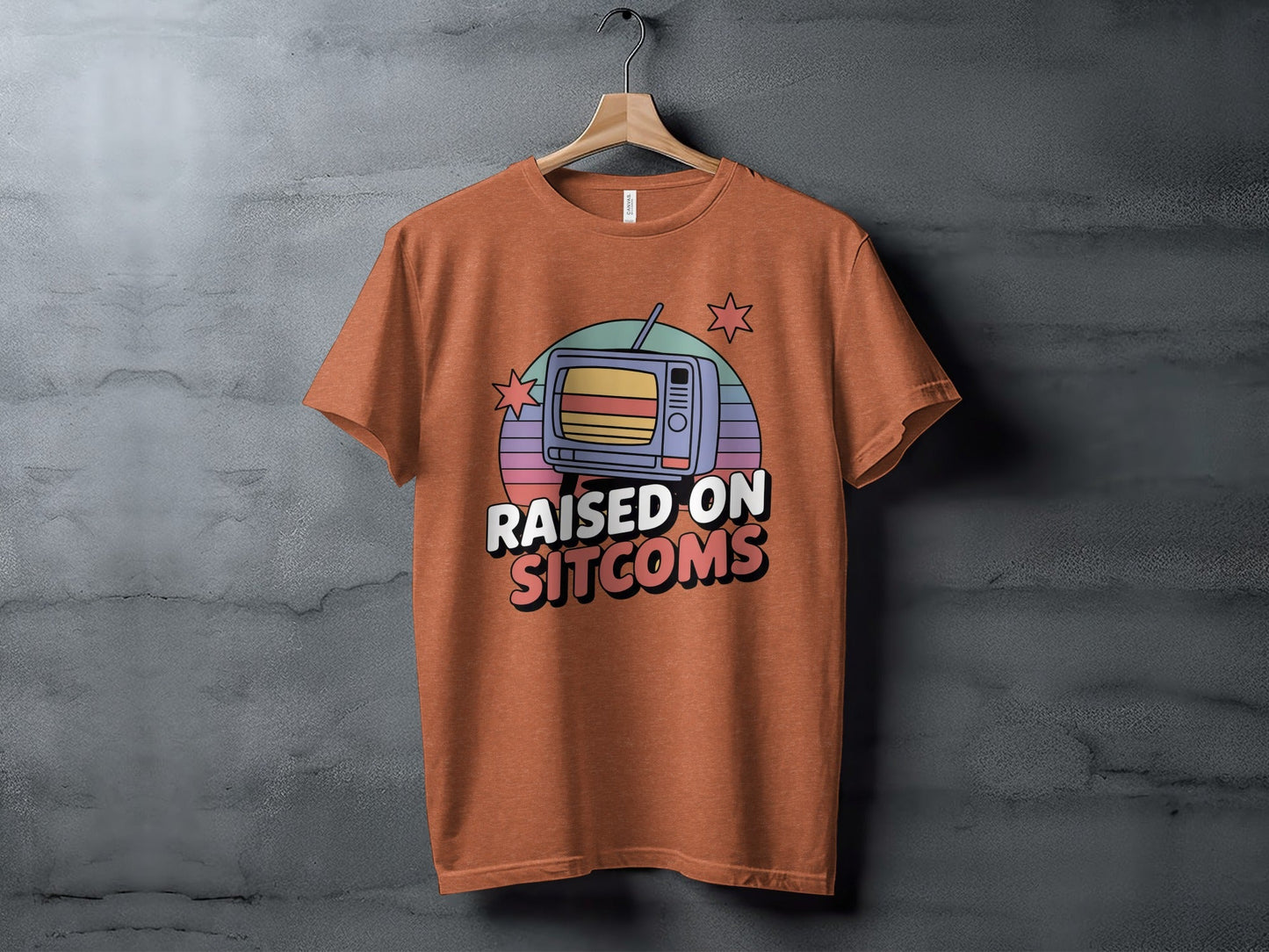 Raised On Sitcoms Retro Television Funny Design T-Shirt