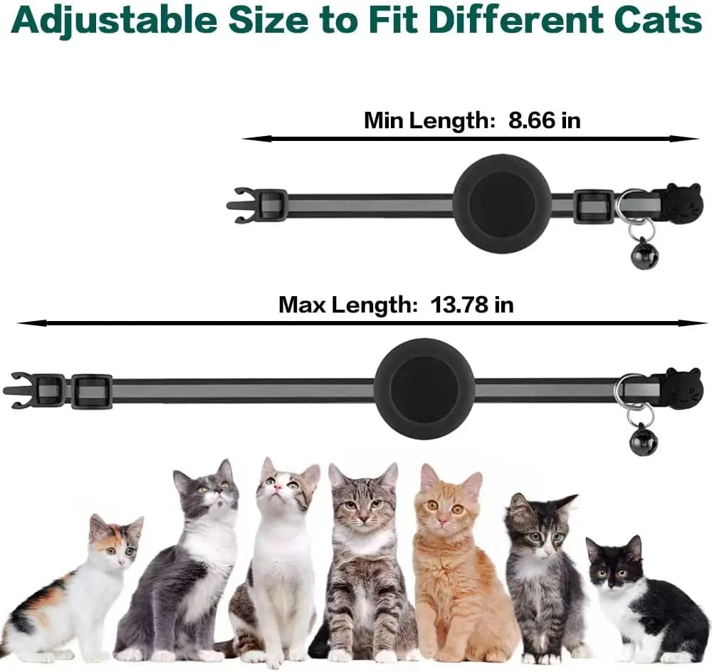 AirTag Cat Collar – Reflective Breakaway Kitten Collar w/ Holder & Bell
