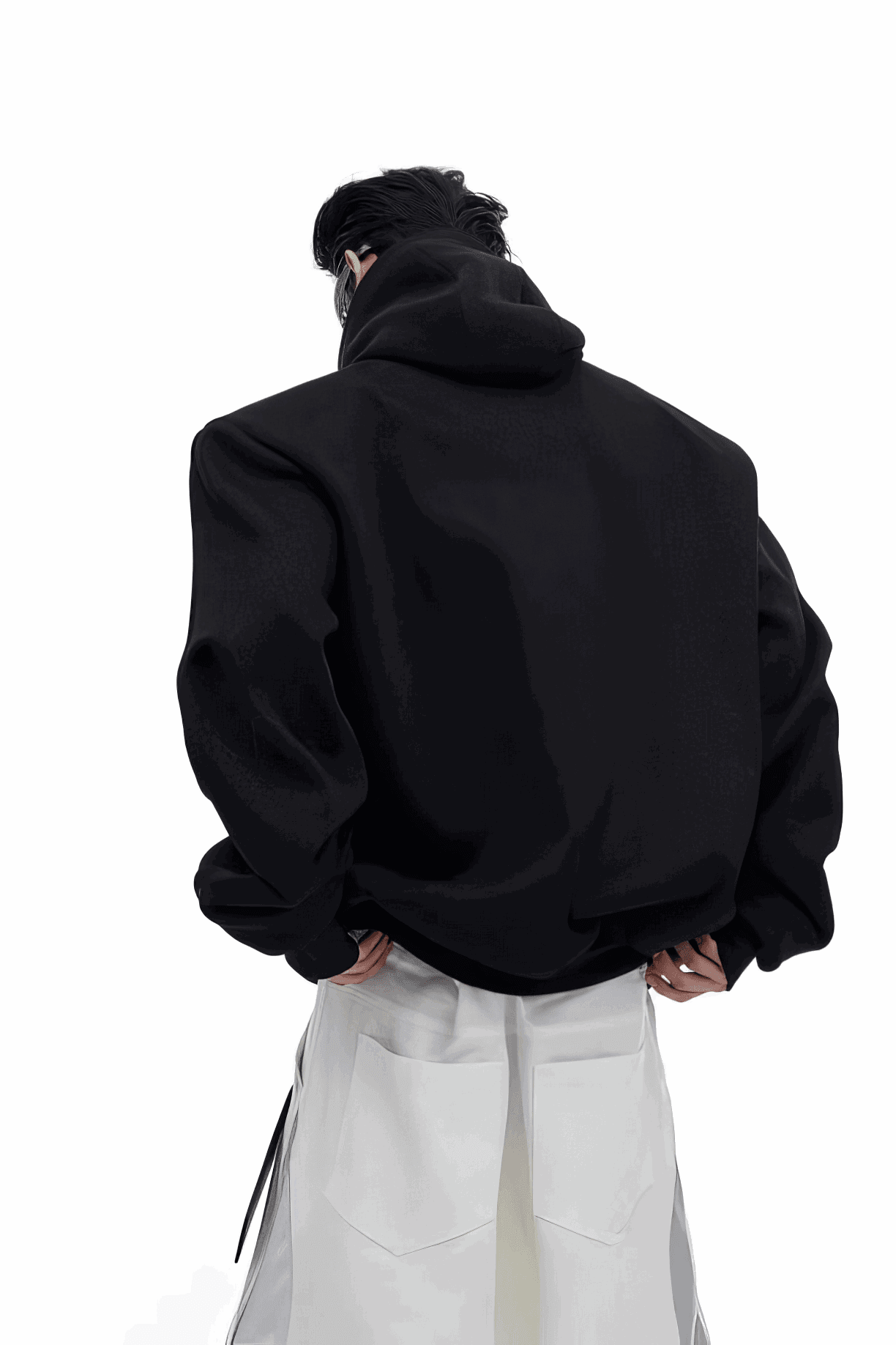 American Style Heavy Hooded Sweatshirt – High Collar, Shoulder Pads
