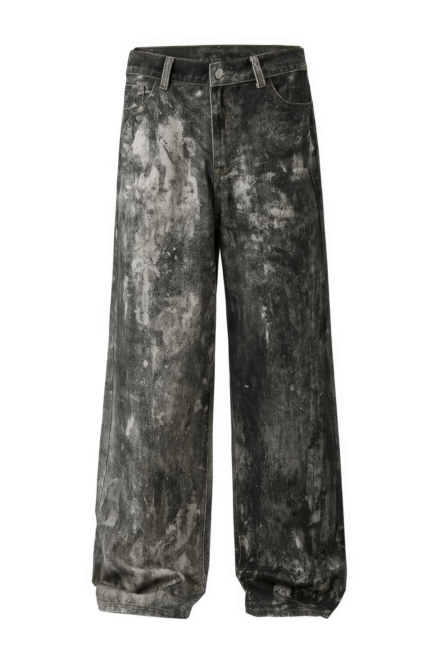 Americana Ink Splash Denim Wide-Leg Pants - Heavyweight Washed Relaxed Fit