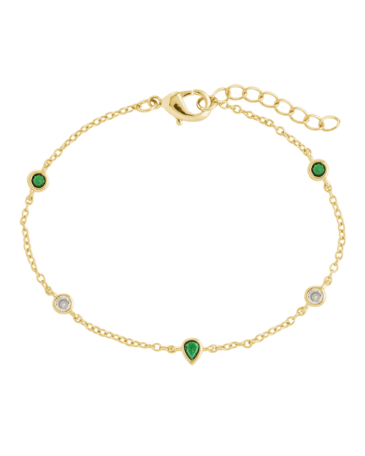 Pear and Round CZ Station Bracelet
