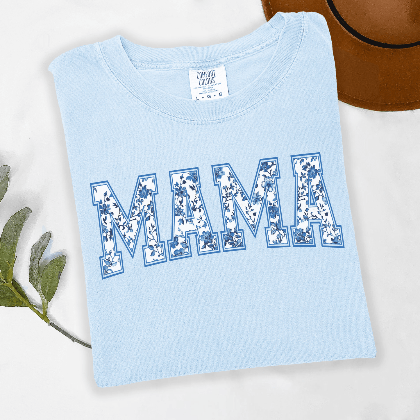 Mama Blue Floral  Tee or Crewneck Sweatshirt