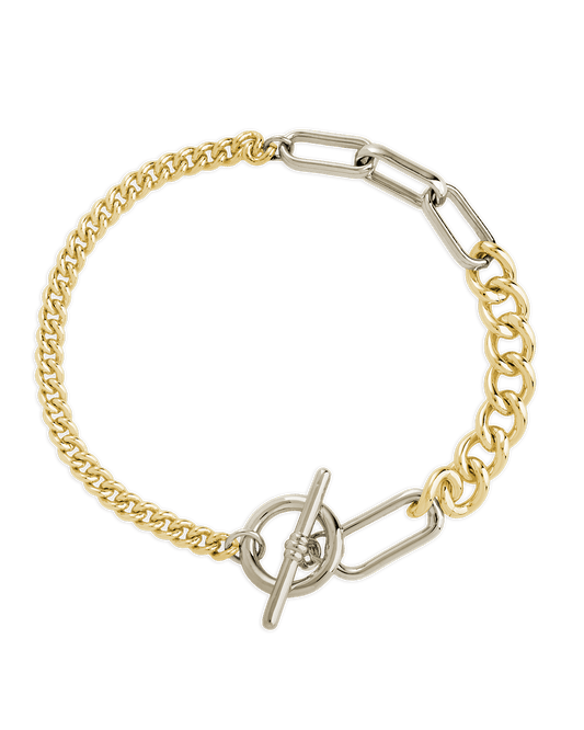 Elaine Dualtone Mixed Chain Toggle Bracelet