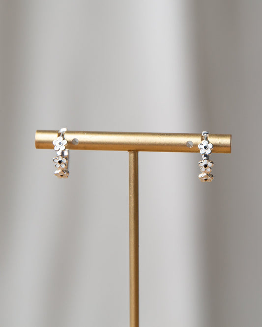 Silver In Bloom Huggie Hoop