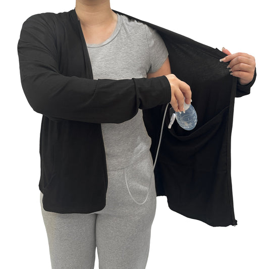 Rise Up and Recover - Mastectomy Breast Cancer Zip Up Hoodie Jacket with Drain Pockets