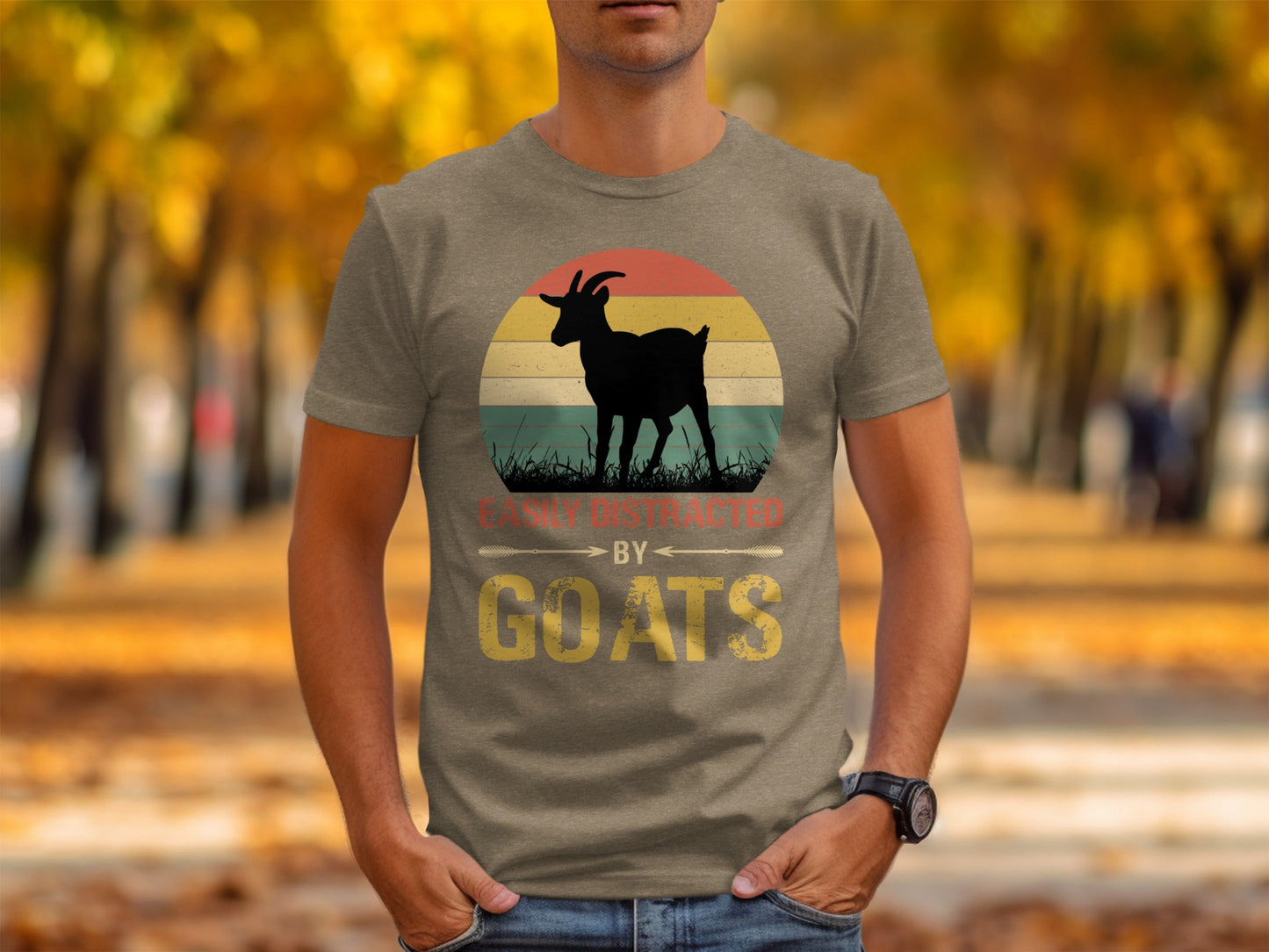 Easily Distracted by Goats Design Graphic T-Shirts Long Sleeve T-shirt