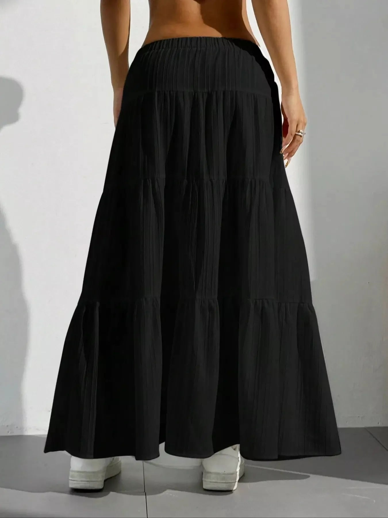 Radically Authentic Flowy Tiered Maxi Skirt
