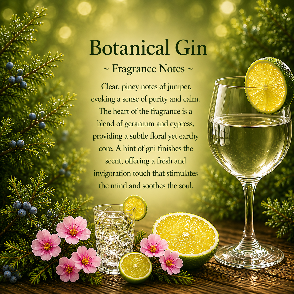 Botanical Gin and Juniper Crystal-Enhanced Reed Oil Diffuser, 100ml