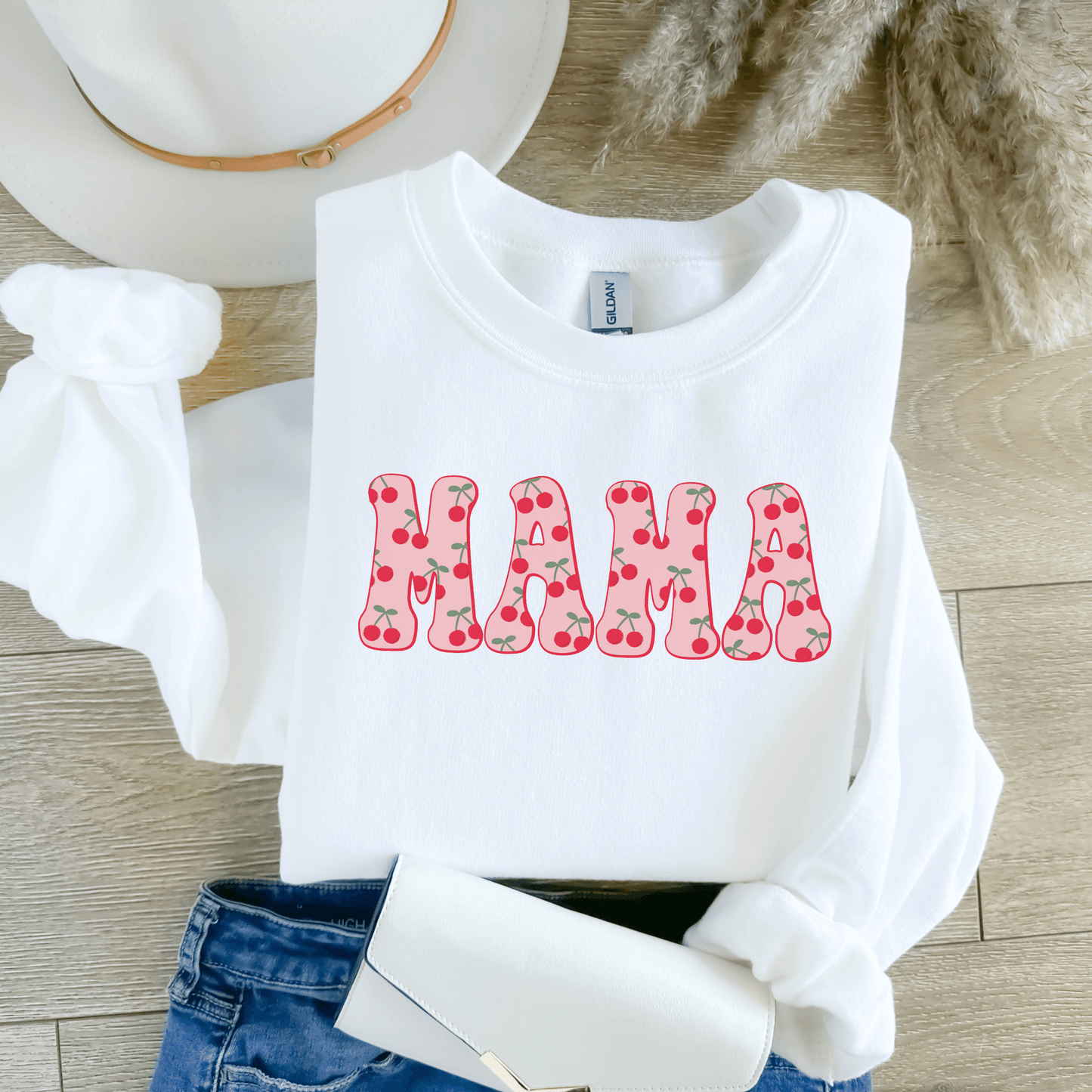 Mama & Mini Cherry Red and Pink  T-shirt or Crewneck Sweatshirt