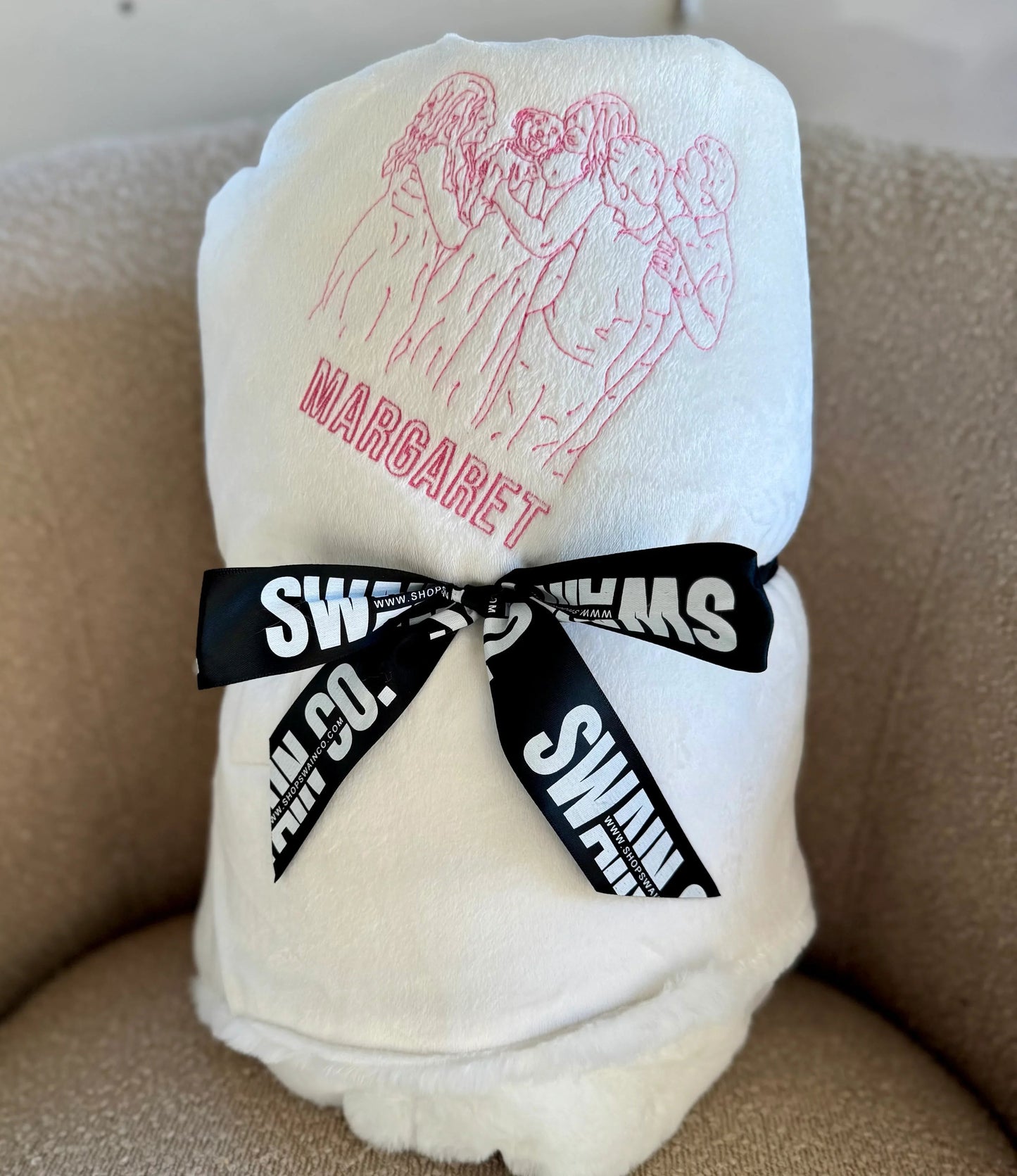 Super Soft Embroidered Minky Blanket | Embroidered Photo Blanket | Family Photo Keepsake | Pet Remembrance