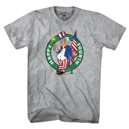 Happy Fourth Uncle Sam USA Circle Logo T-Shirt