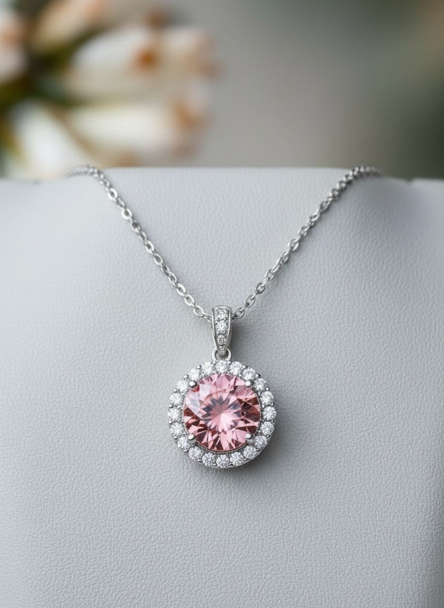 Circle of Life Pendant with Halo<br>Round Portuguese Cut • 7mm
