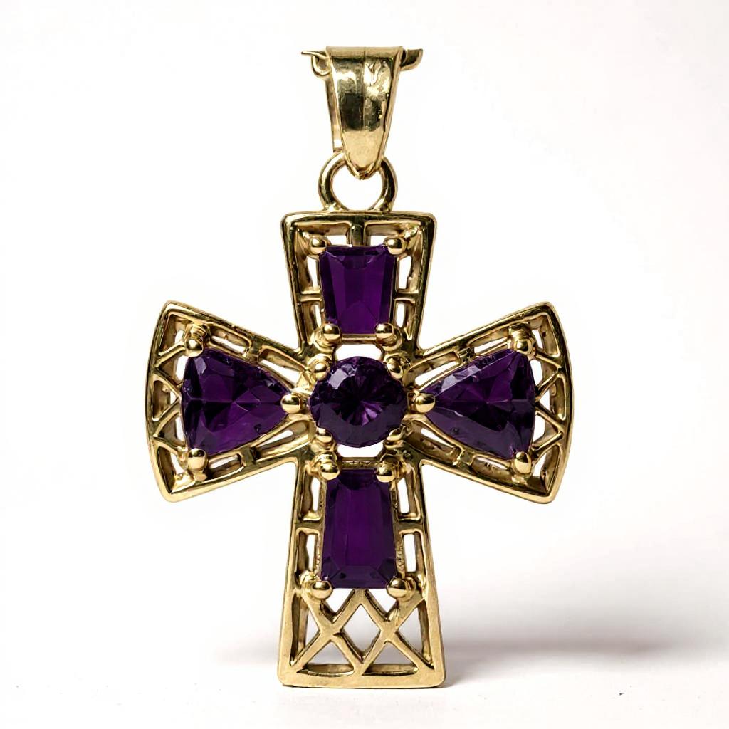 Tranquility Cross Pendant<br>5 stones • Overall size 28x22.3mm