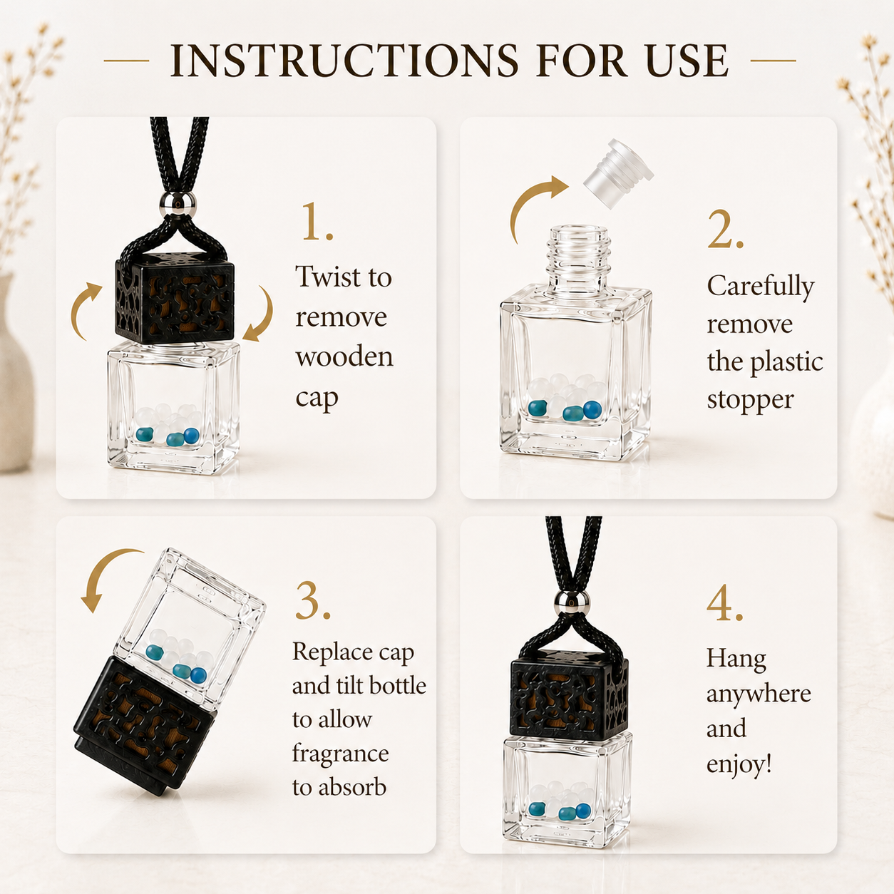 Leo Zodiac Crystal-Enhanced Oil Diffuser, Car Air Freshener in Sunshower Mist Scent, 8ml