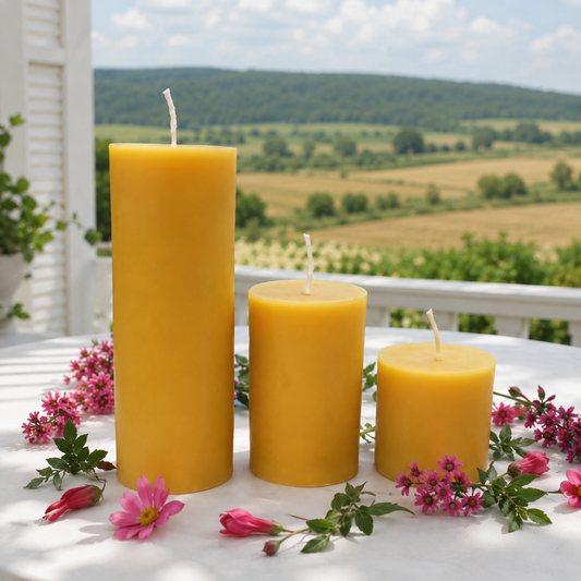 2 Inch Yellow Beeswax Pillar Candle Set